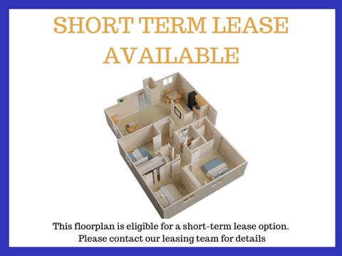 Floor plan for 3 beds, 2 baths, 1204 sqft